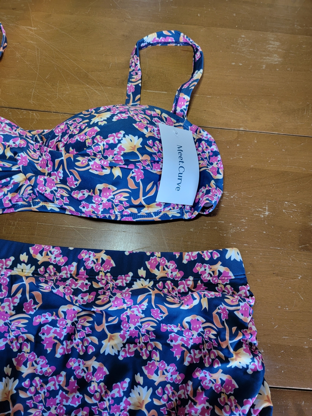 Two Piece Bikini Bandau Bra Top With Removable Straps High Waisted Skirtini 3X - Picture 11 of 15